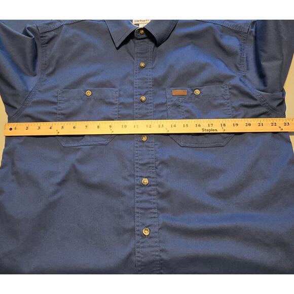 Carhartt Mens Chore Shirt Button Up Size Large Blue Long Sleeve Outdoors Utility - Picture 8 of 10